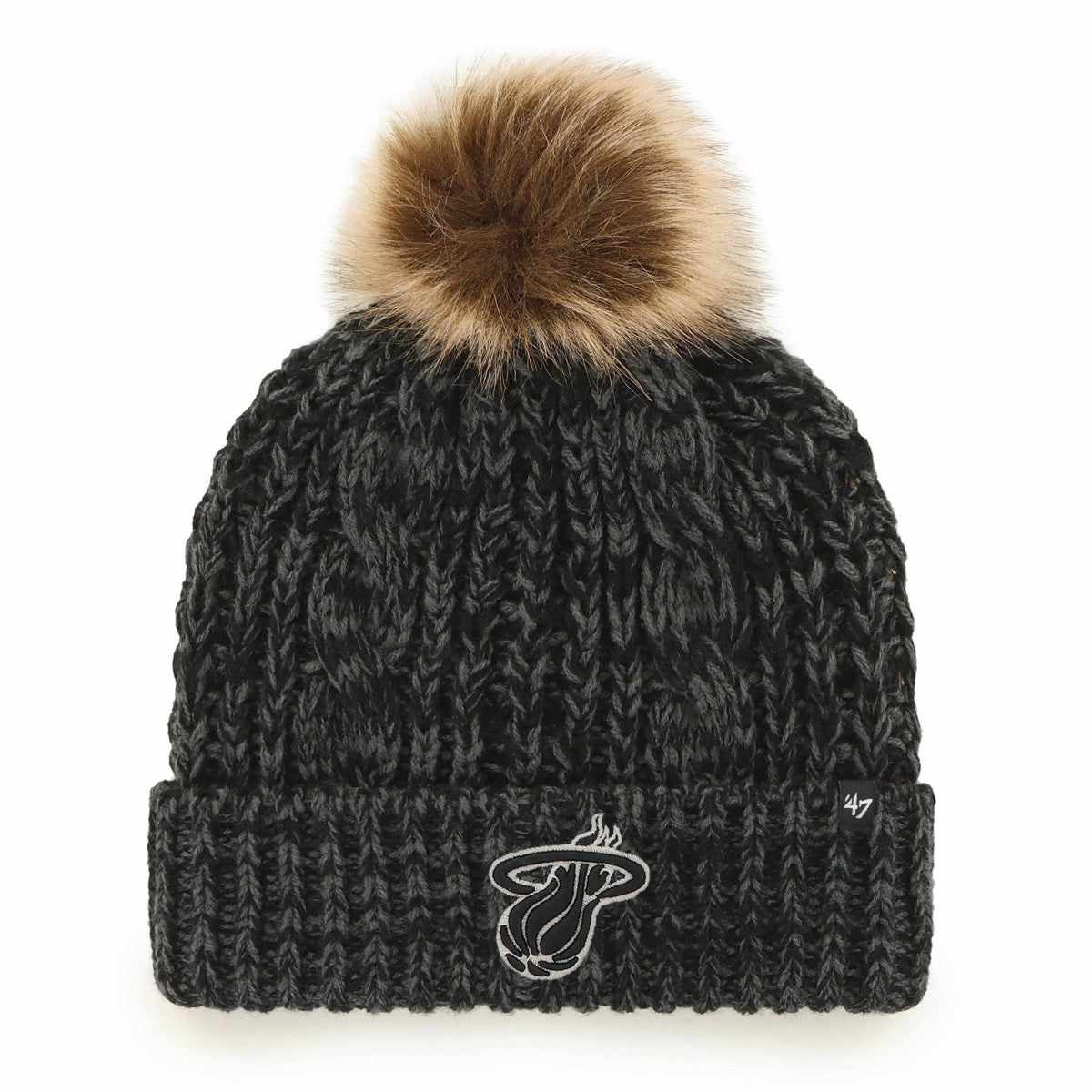 Black Miami Heat '47 Women's Meeko Cuffed Knit Hat with Pom | NBA
