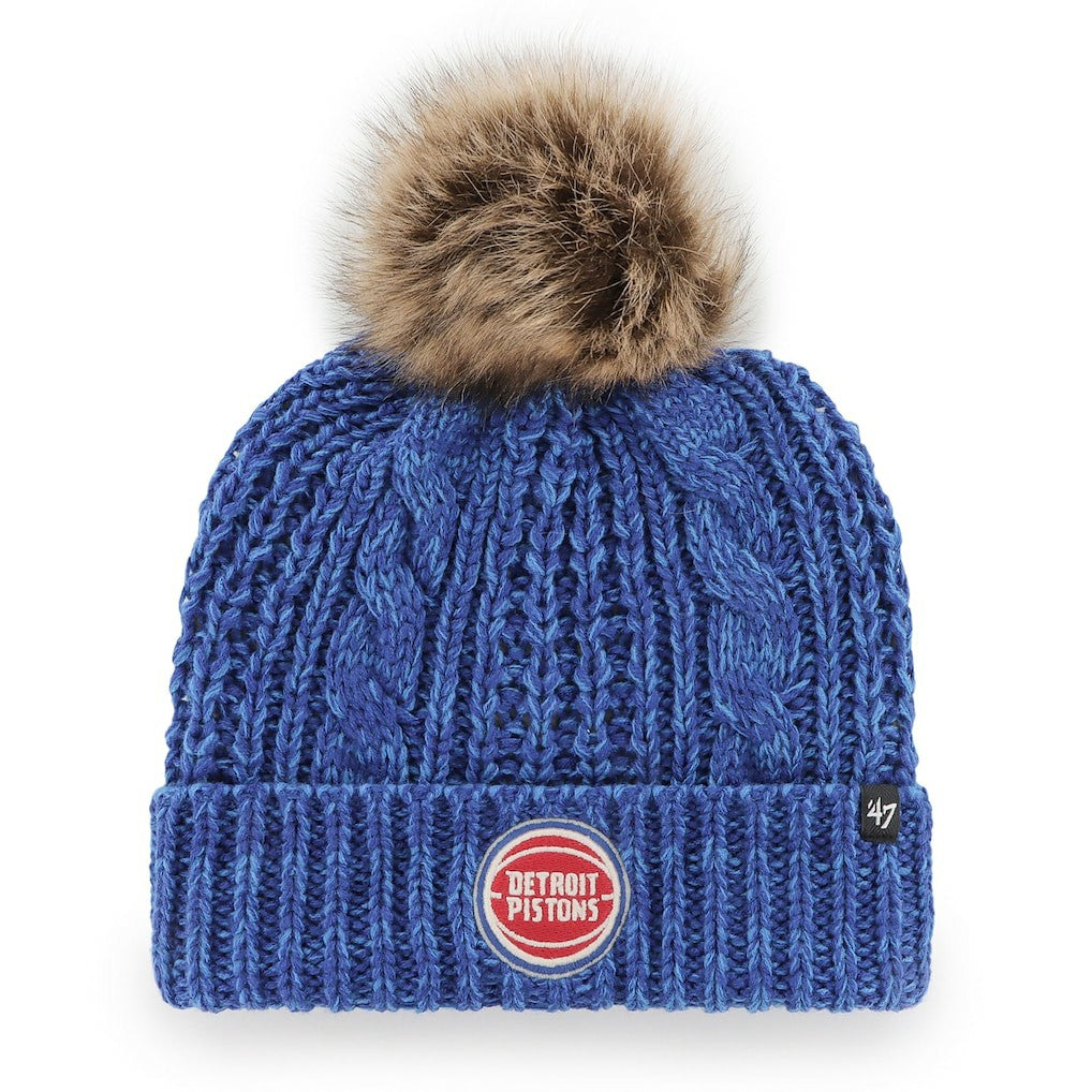 Royal Detroit Pistons '47 Women's Meeko Cuffed Knit Hat with Pom sale | NBA