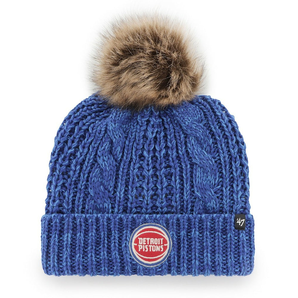 Royal Detroit Pistons '47 Women's Meeko Cuffed Knit Hat with Pom sale | NBA