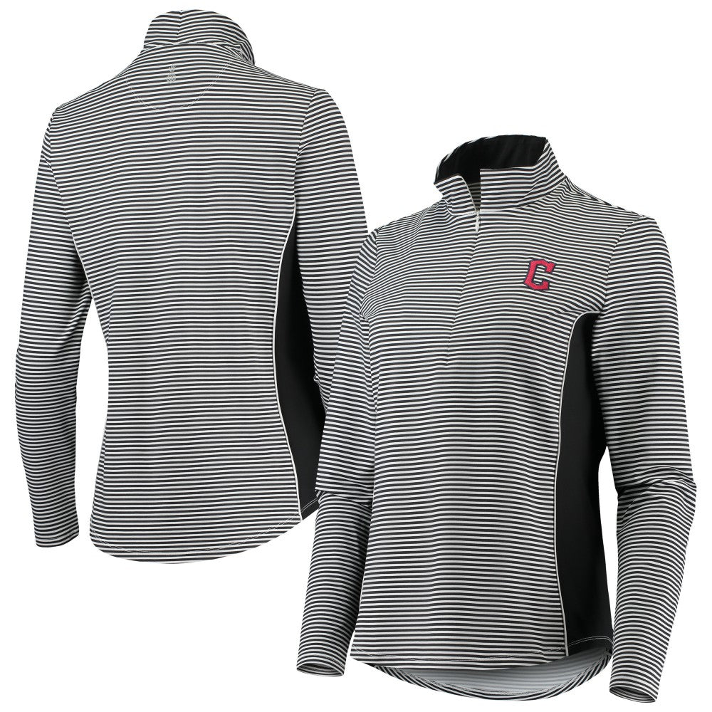Cleveland Guardians Tommy Bahama Women's Aubrey Stripe Block IslandZone Half-Zip Jacket - MLB Jackets