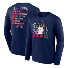 David Ortiz Boston Red Sox Fanatics Stats Resume Long Sleeve T-Shirt - MLB T-shirts