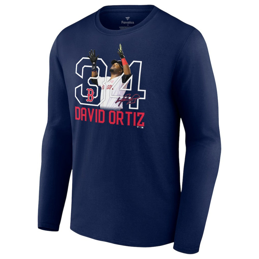 David Ortiz Boston Red Sox Fanatics Stats Resume Long Sleeve T-Shirt - MLB T-shirts
