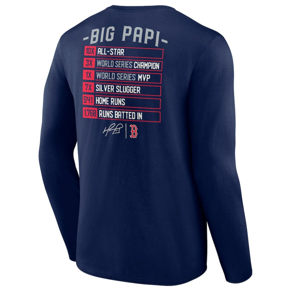David Ortiz Boston Red Sox Fanatics Stats Resume Long Sleeve T-Shirt - MLB T-shirts
