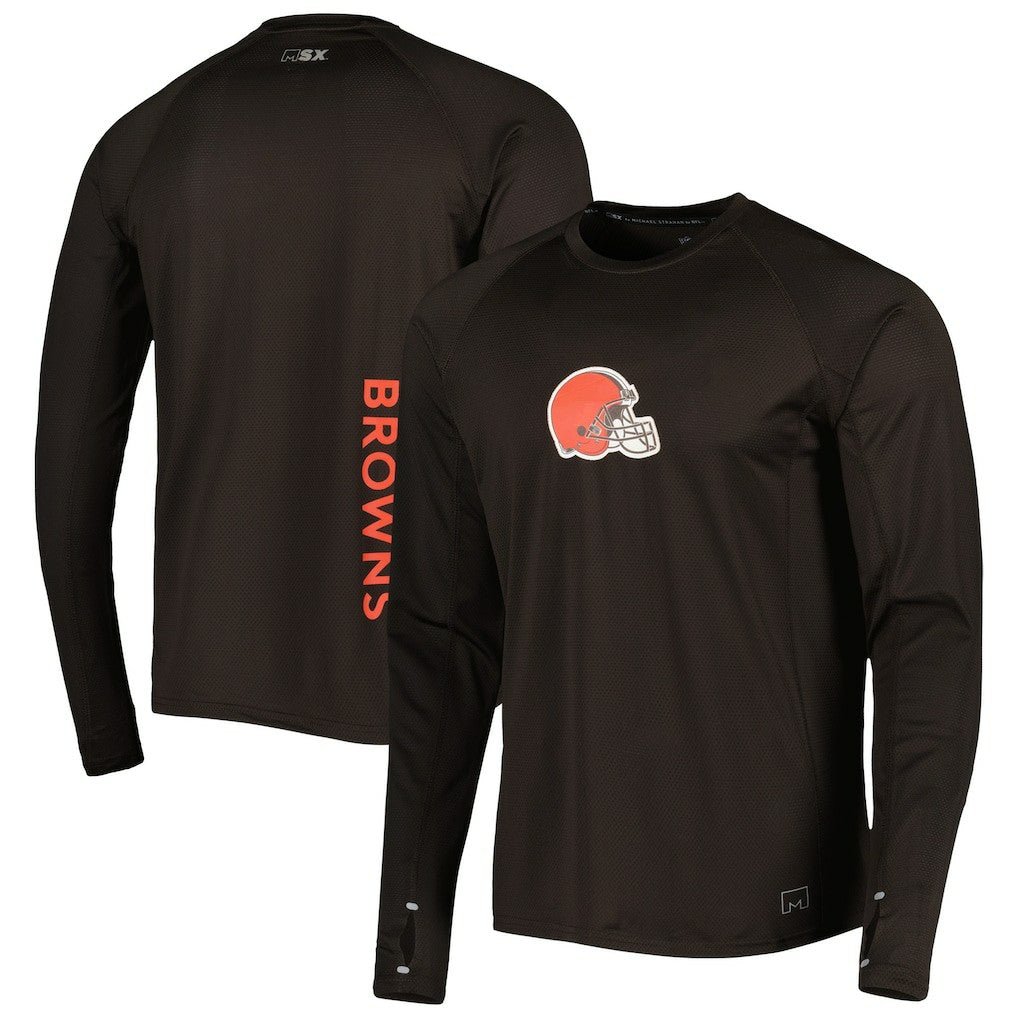 Cleveland Browns MSX by Michael Strahan Interval Long Sleeve Raglan T-Shirt | NFL Hot