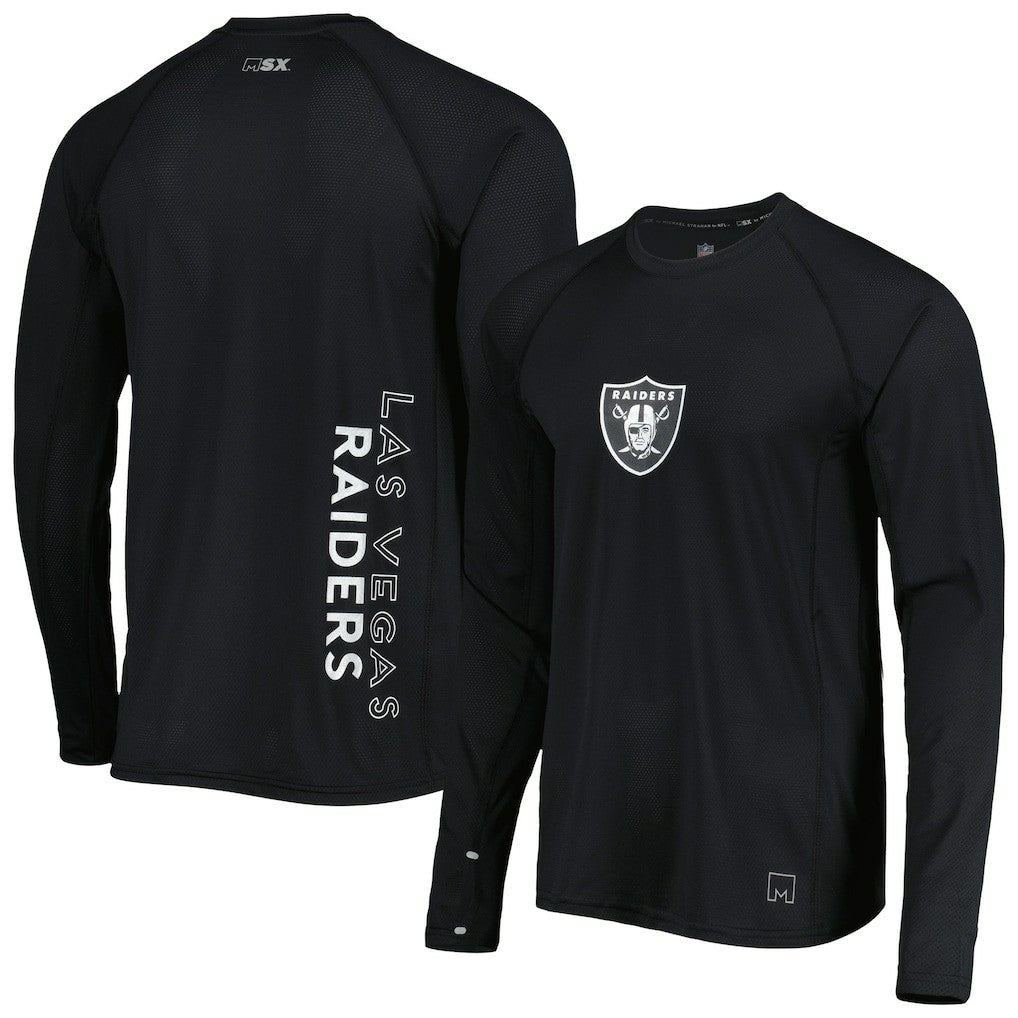 Las Vegas Raiders MSX by Michael Strahan Interval Long Sleeve Raglan T-Shirt | NFL New