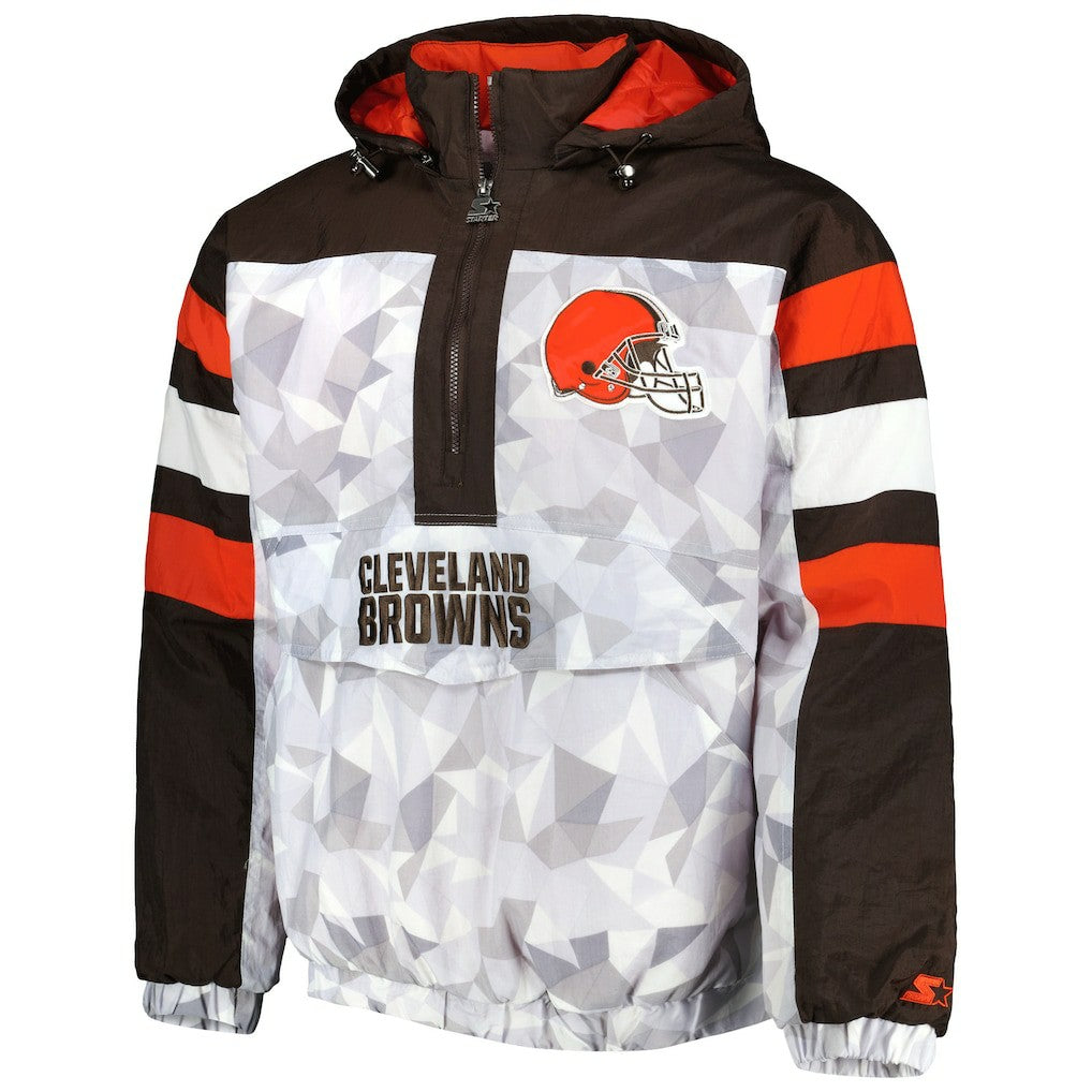 Cleveland Browns Starter Thursday Night Gridiron Raglan Half-Zip Hooded Jacket | NFL Outlet