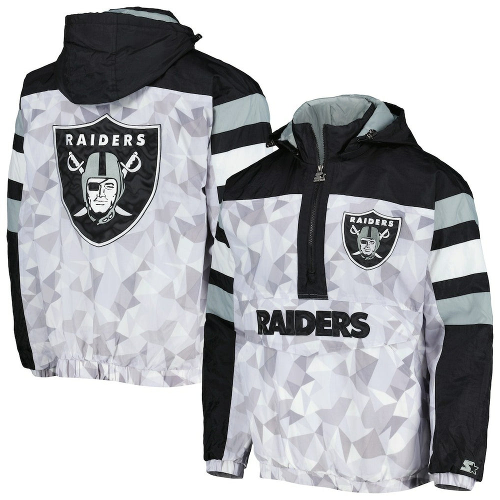 Las Vegas Raiders Starter Thursday Night Gridiron Raglan Half-Zip Hooded Jacket | NFL Near me