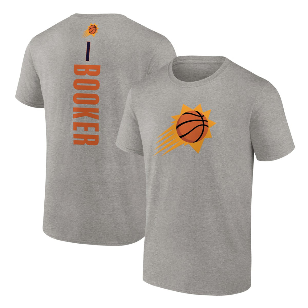 Heathered Gray Devin Booker Phoenix Suns Playmaker Name & Number T-Shirt | NBA