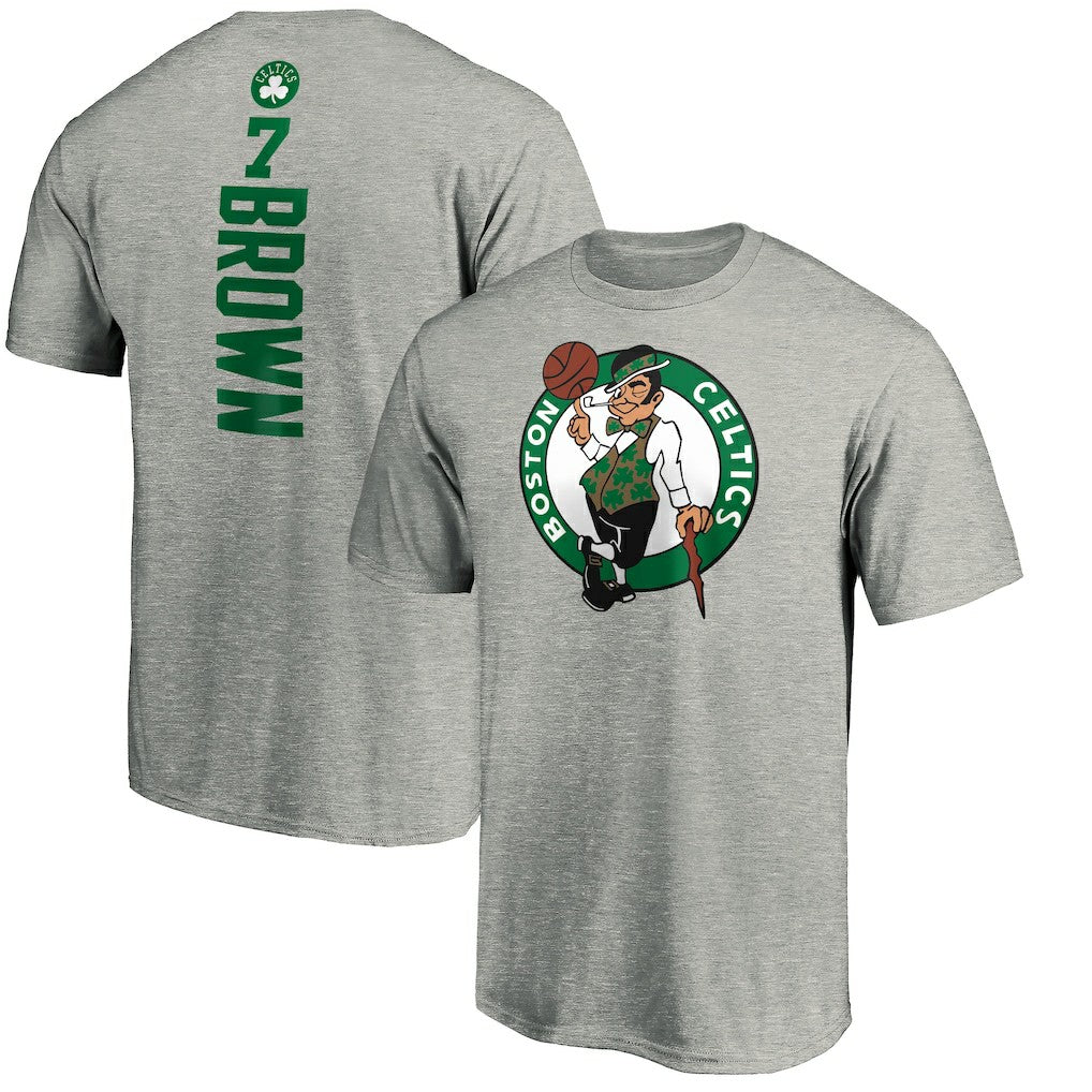 Heathered Gray Jaylen Brown Boston Celtics Playmaker Name & Number T-Shirt | NBA