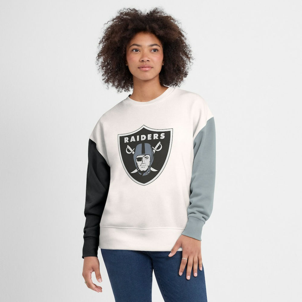 Las Vegas Raiders Women's Colorblock Primary Logo Pullover Sweatshirt | NFL Outlet