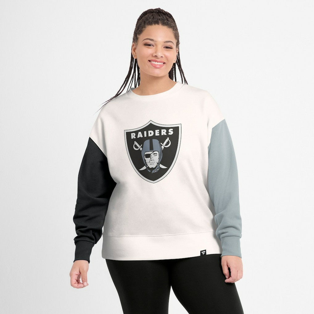 Las Vegas Raiders Women's Colorblock Primary Logo Pullover Sweatshirt | NFL Outlet