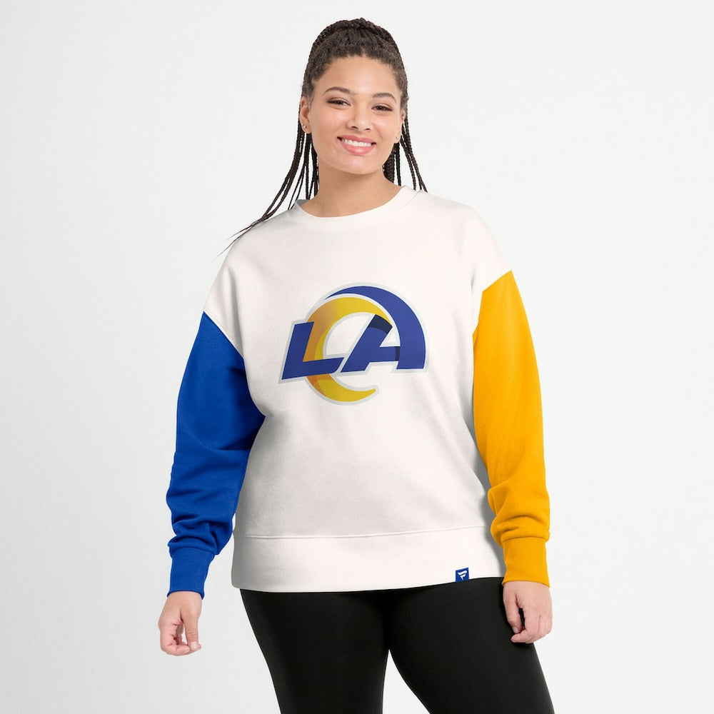 Los Angeles Rams Women's Colorblock Primary Logo Pullover Sweatshirt | NFL Online