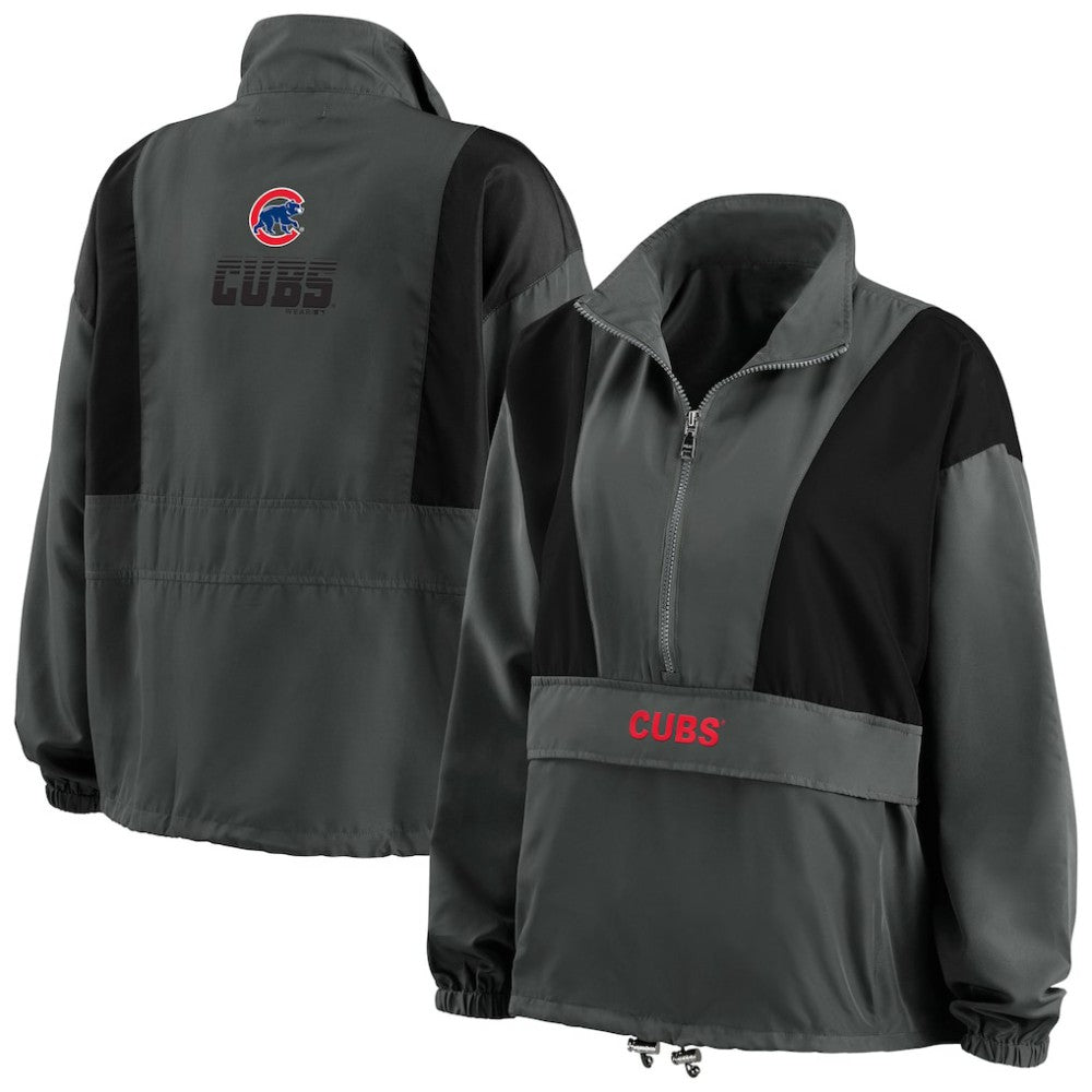 Chicago Cubs WEAR by Erin Andrews Women's Packable Half-Zip Jacket - MLB Jackets