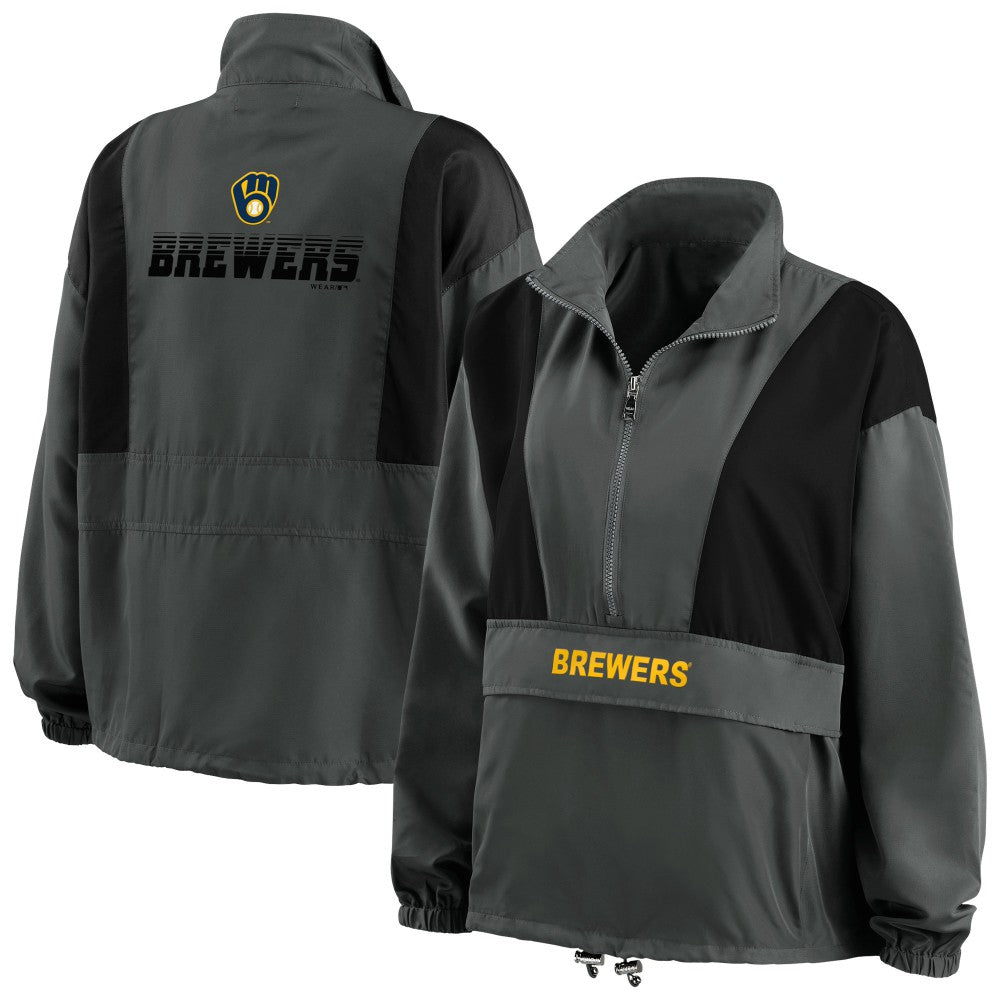 Milwaukee Brewers WEAR by Erin Andrews Women's Packable Half-Zip Jacket - MLB Jackets