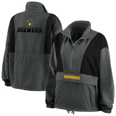 Milwaukee Brewers WEAR by Erin Andrews Women's Packable Half-Zip Jacket - MLB Jackets