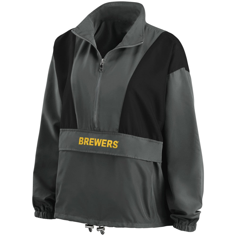 Milwaukee Brewers WEAR by Erin Andrews Women's Packable Half-Zip Jacket - MLB Jackets