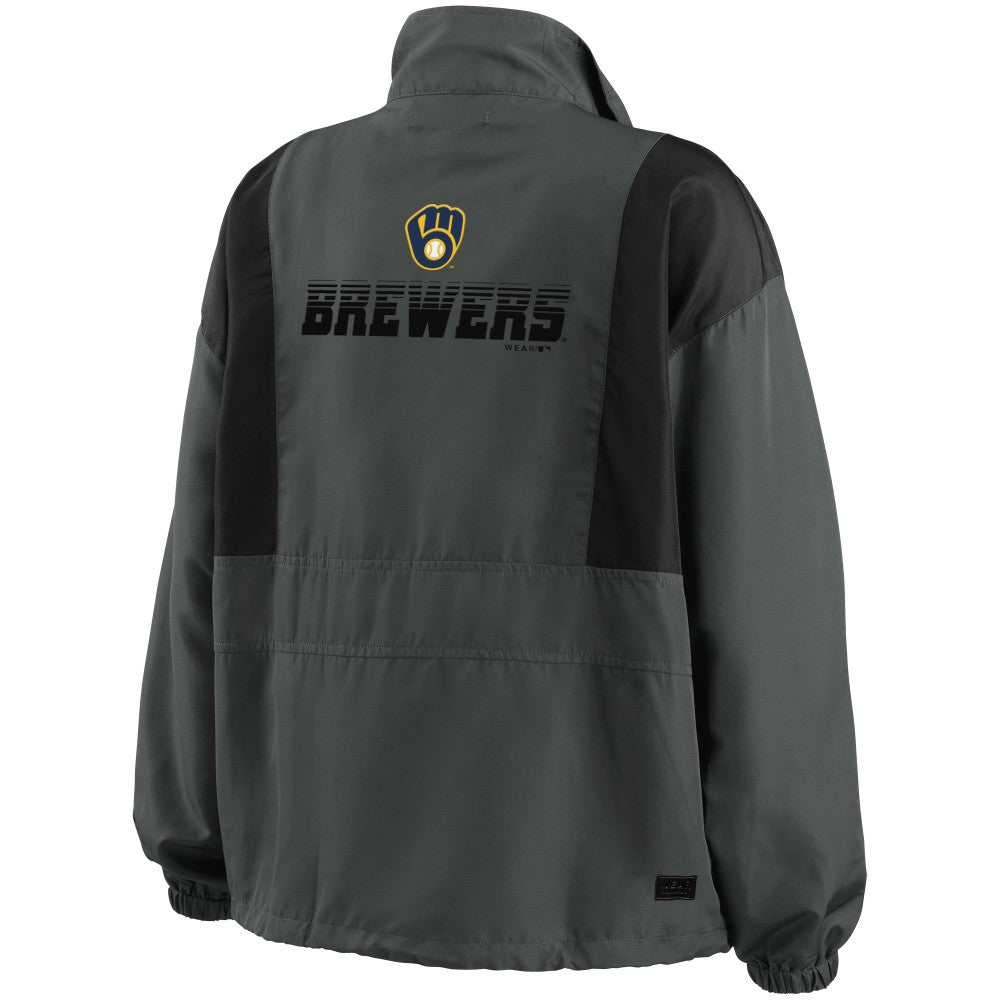 Milwaukee Brewers WEAR by Erin Andrews Women's Packable Half-Zip Jacket - MLB Jackets