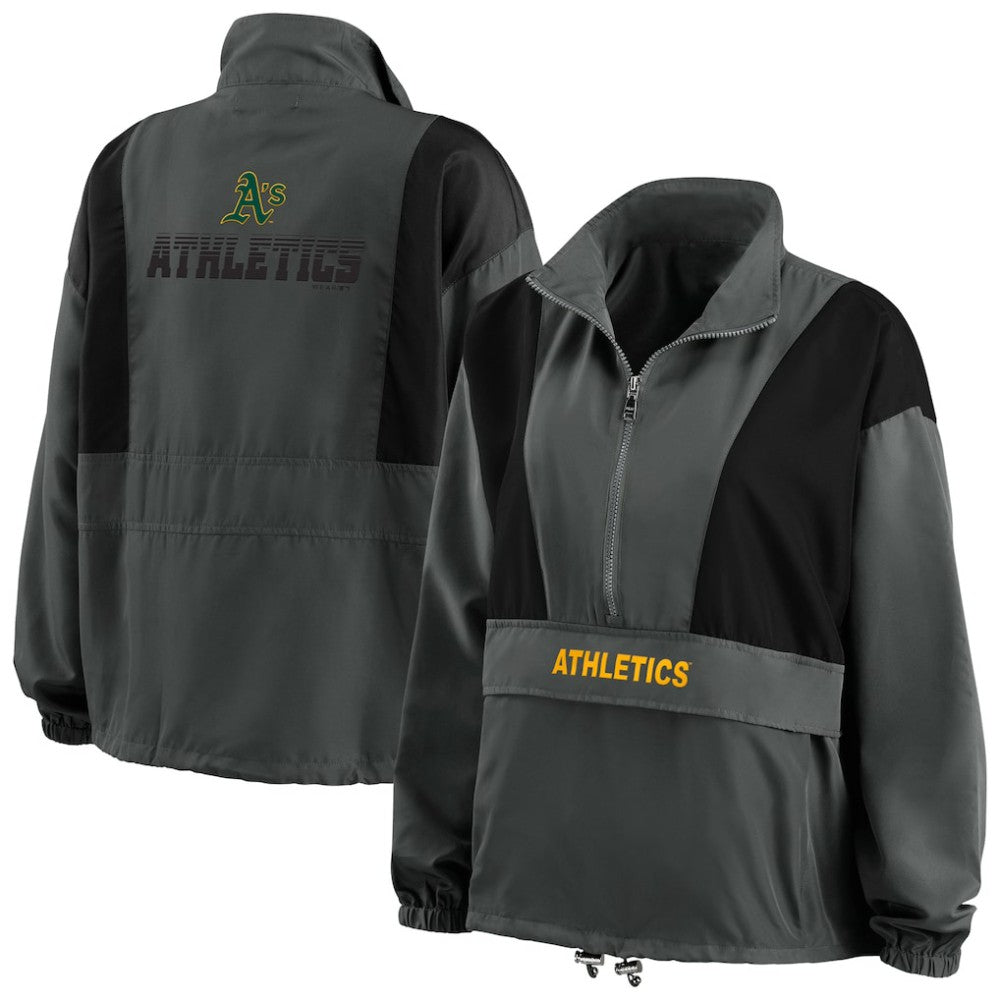 Athletics WEAR by Erin Andrews Women's Packable Half-Zip Jacket - MLB Jackets