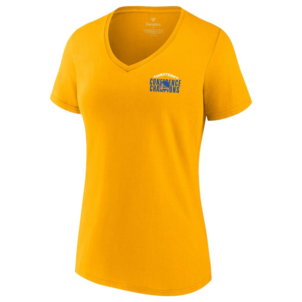 Gold Golden State Warriors Women's 2022 Western Conference Champions Balanced Attack Roster V-Neck T-Shirt sale | NBA