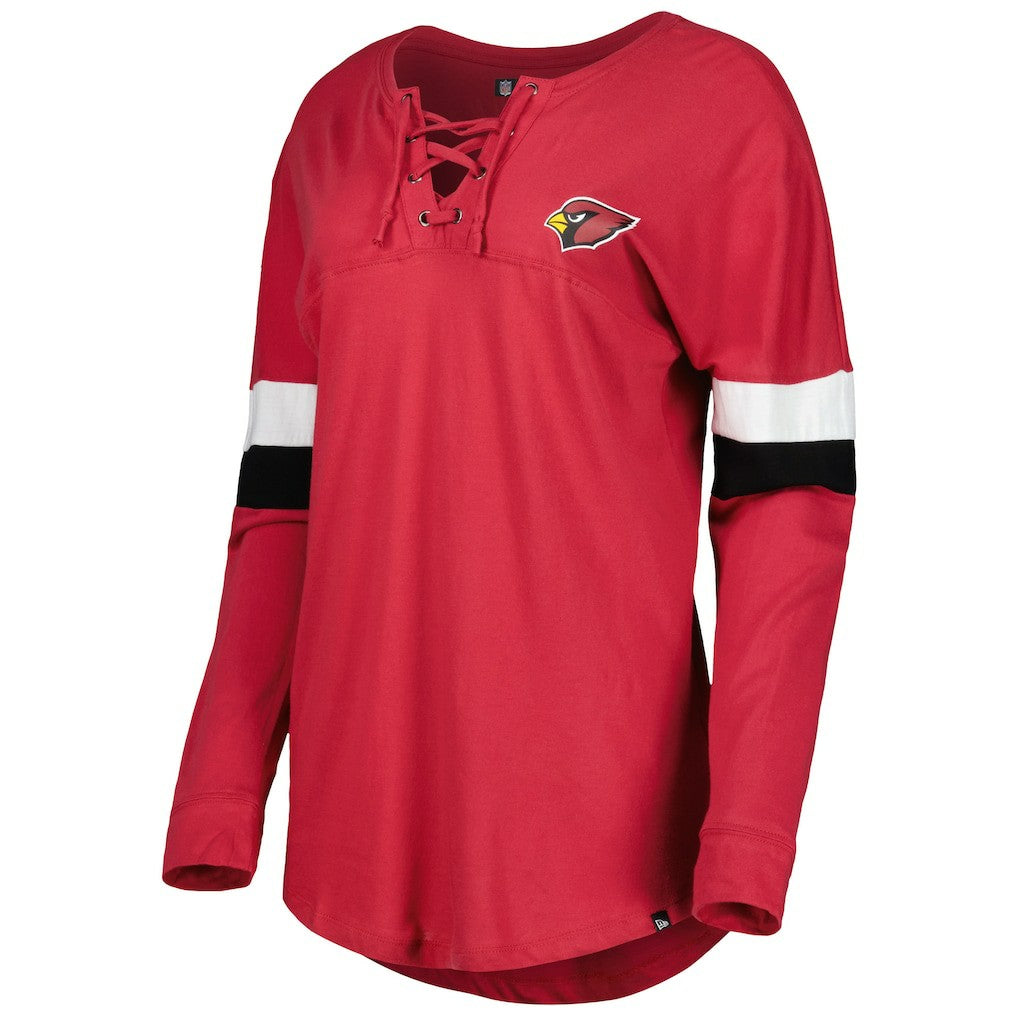 Arizona Cardinals Women's Athletic Varsity Lace-Up Lightweight Long Sleeve T-Shirt | NFL Hot