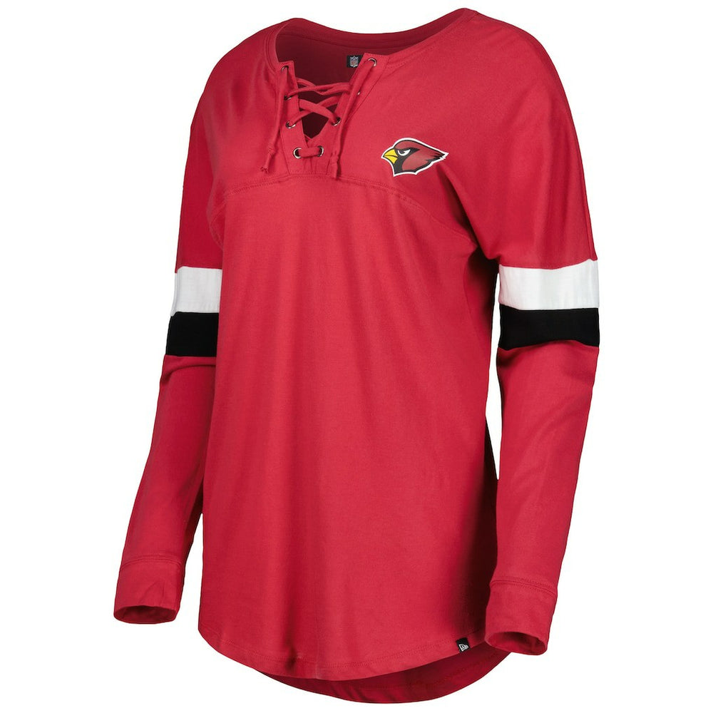 Arizona Cardinals Women's Athletic Varsity Lace-Up Lightweight Long Sleeve T-Shirt | NFL Hot