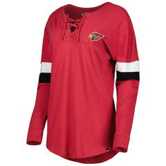 Arizona Cardinals Women's Athletic Varsity Lace-Up Lightweight Long Sleeve T-Shirt | NFL Hot