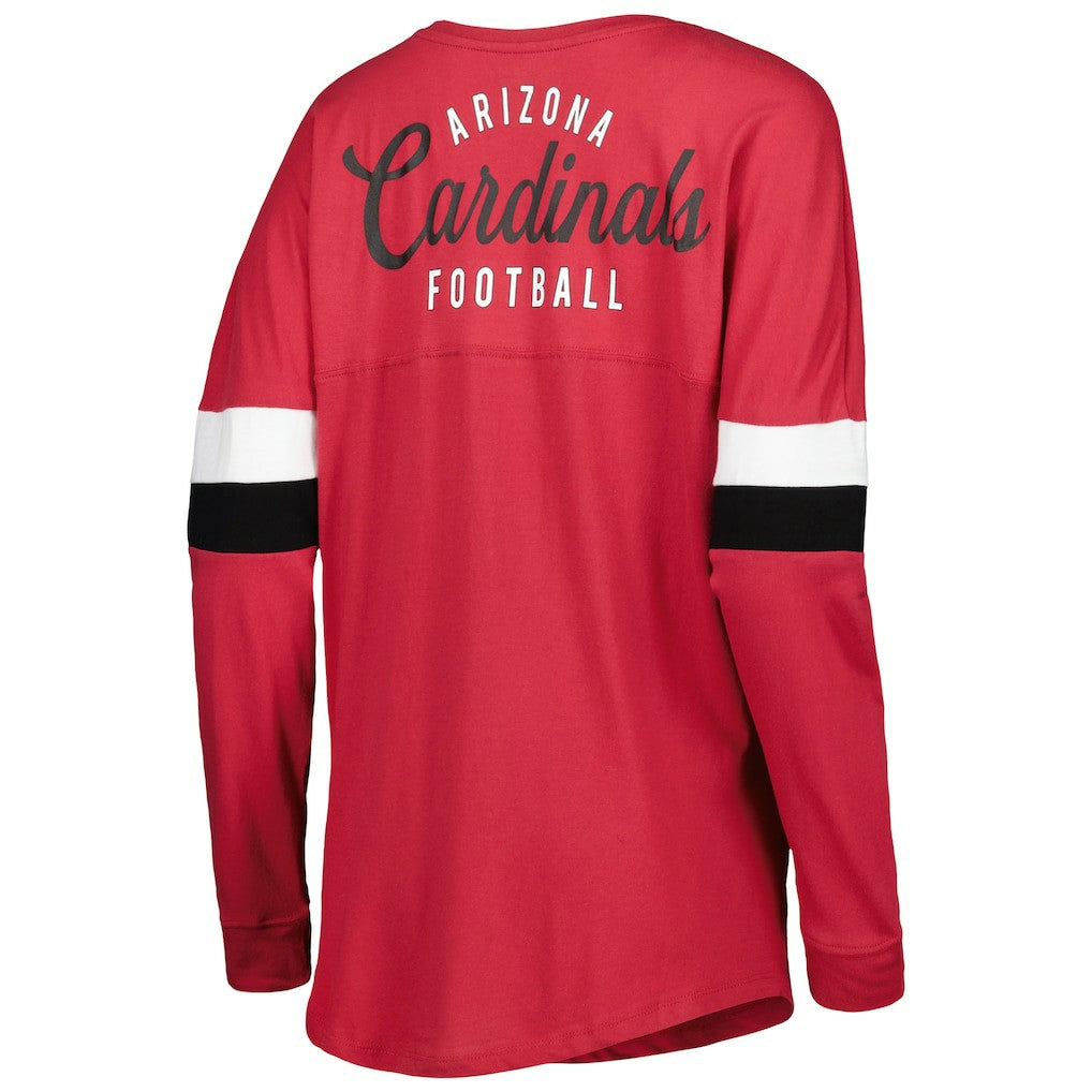 Arizona Cardinals Women's Athletic Varsity Lace-Up Lightweight Long Sleeve T-Shirt | NFL Hot