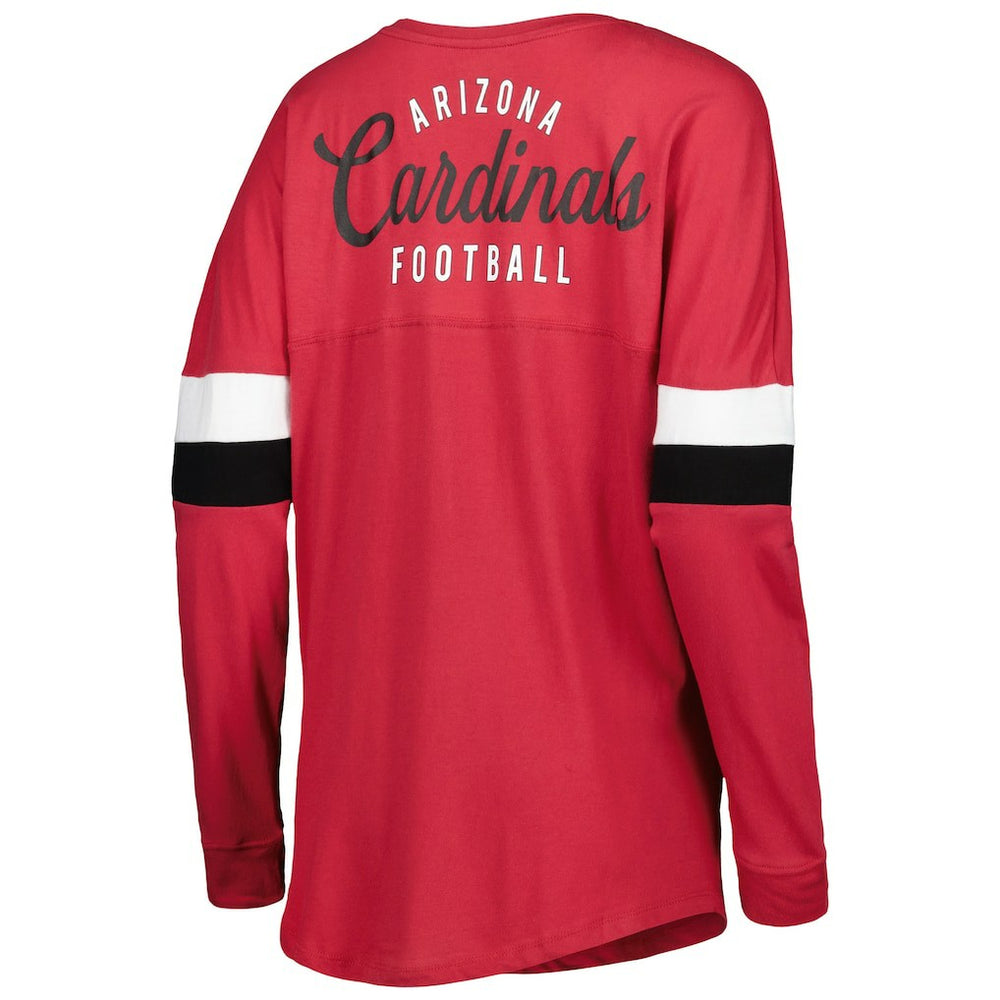 Arizona Cardinals Women's Athletic Varsity Lace-Up Lightweight Long Sleeve T-Shirt | NFL Hot