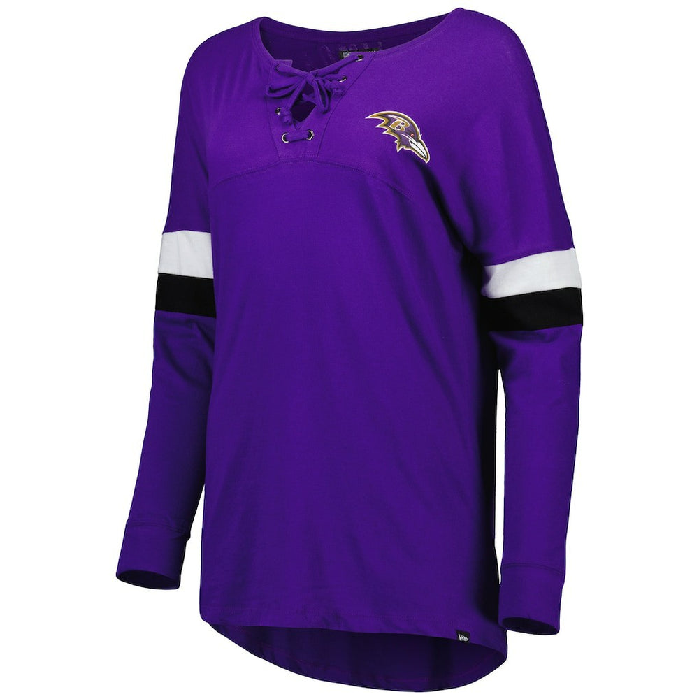 Baltimore Ravens Women's Athletic Varsity Lace-Up Lightweight Long Sleeve T-Shirt | NFL Outlet