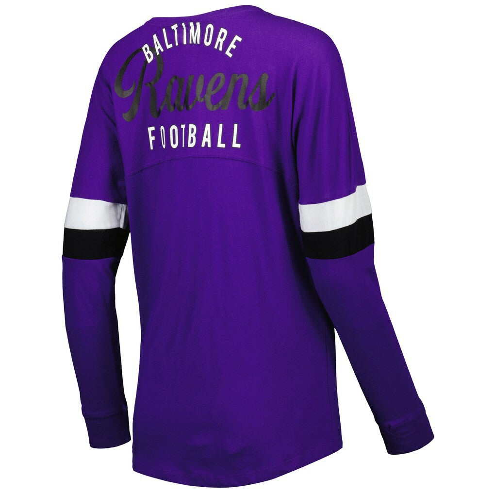 Baltimore Ravens Women's Athletic Varsity Lace-Up Lightweight Long Sleeve T-Shirt | NFL Outlet