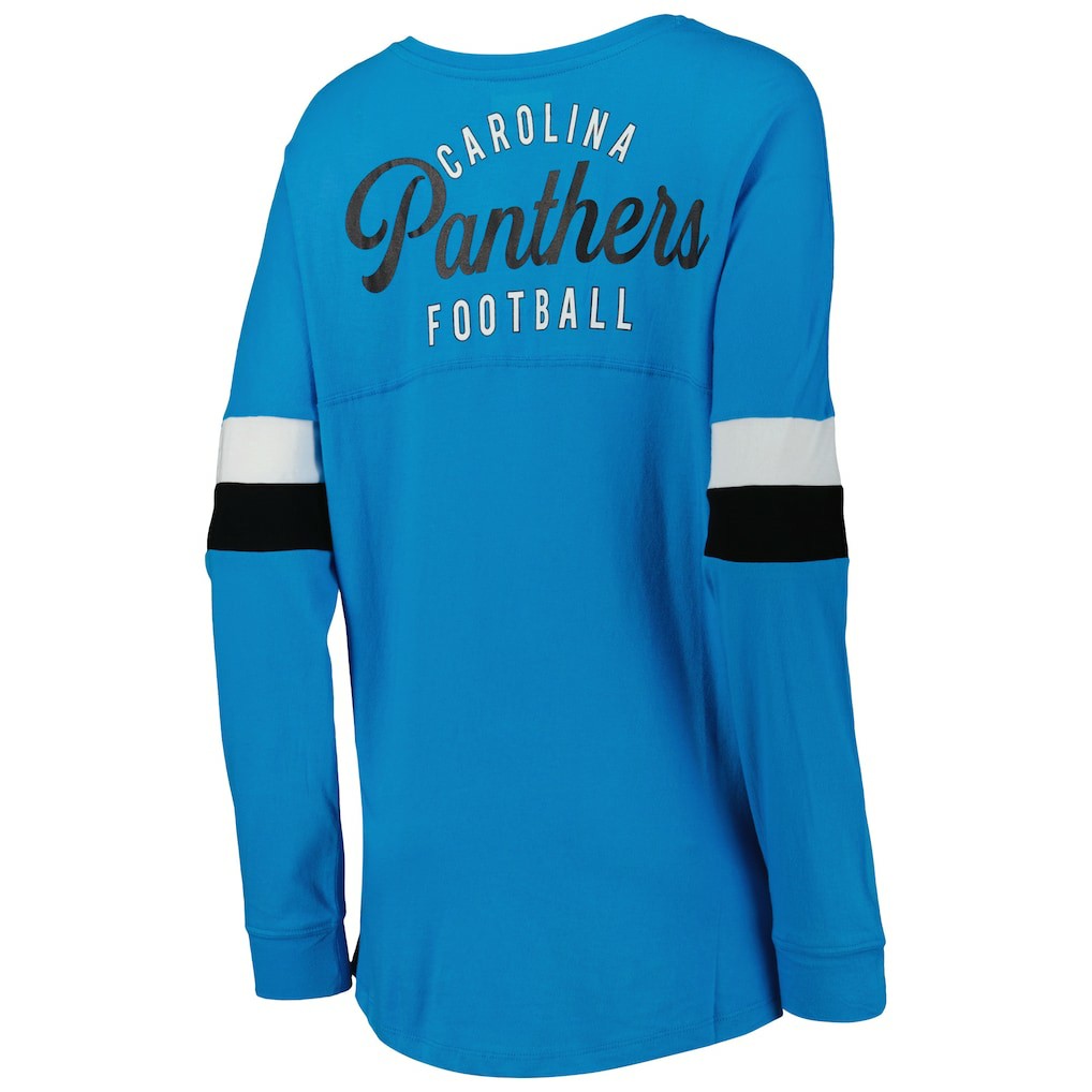 Carolina Panthers Women's Athletic Varsity Lace-Up Lightweight Long Sleeve T-Shirt | NFL Outlet