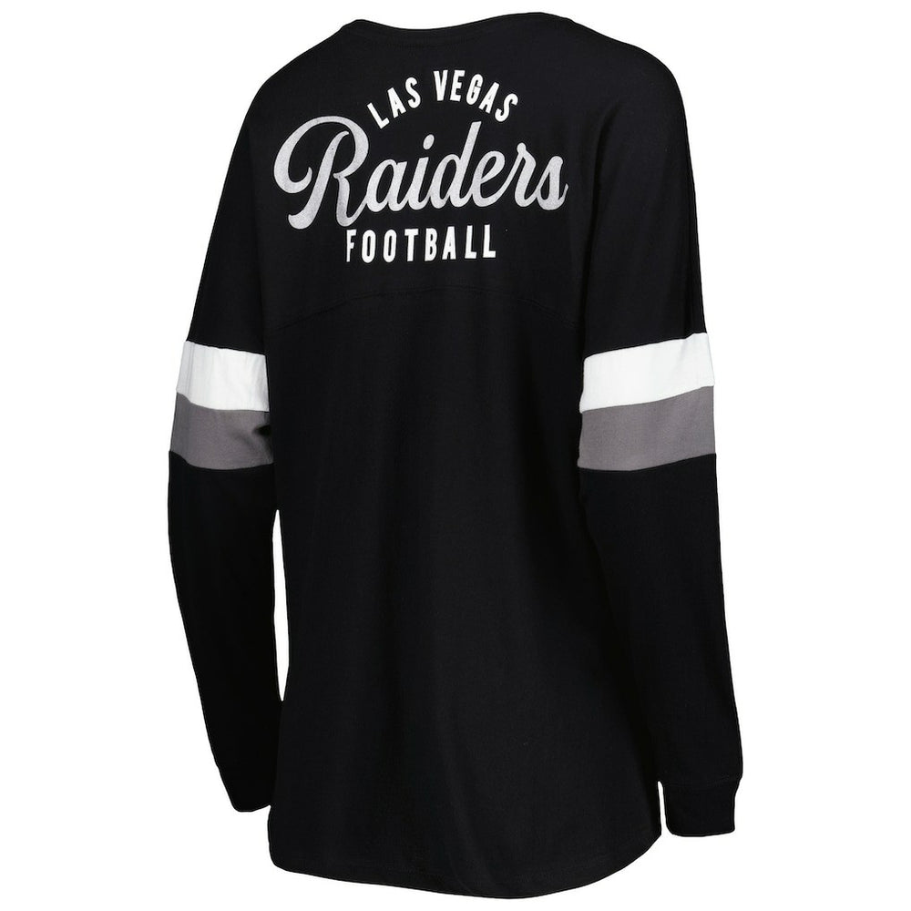 Las Vegas Raiders Women's Athletic Varsity Lace-Up Lightweight Long Sleeve T-Shirt | NFL Outlet