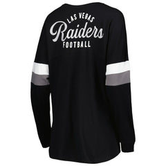 Las Vegas Raiders Women's Athletic Varsity Lace-Up Lightweight Long Sleeve T-Shirt | NFL Outlet