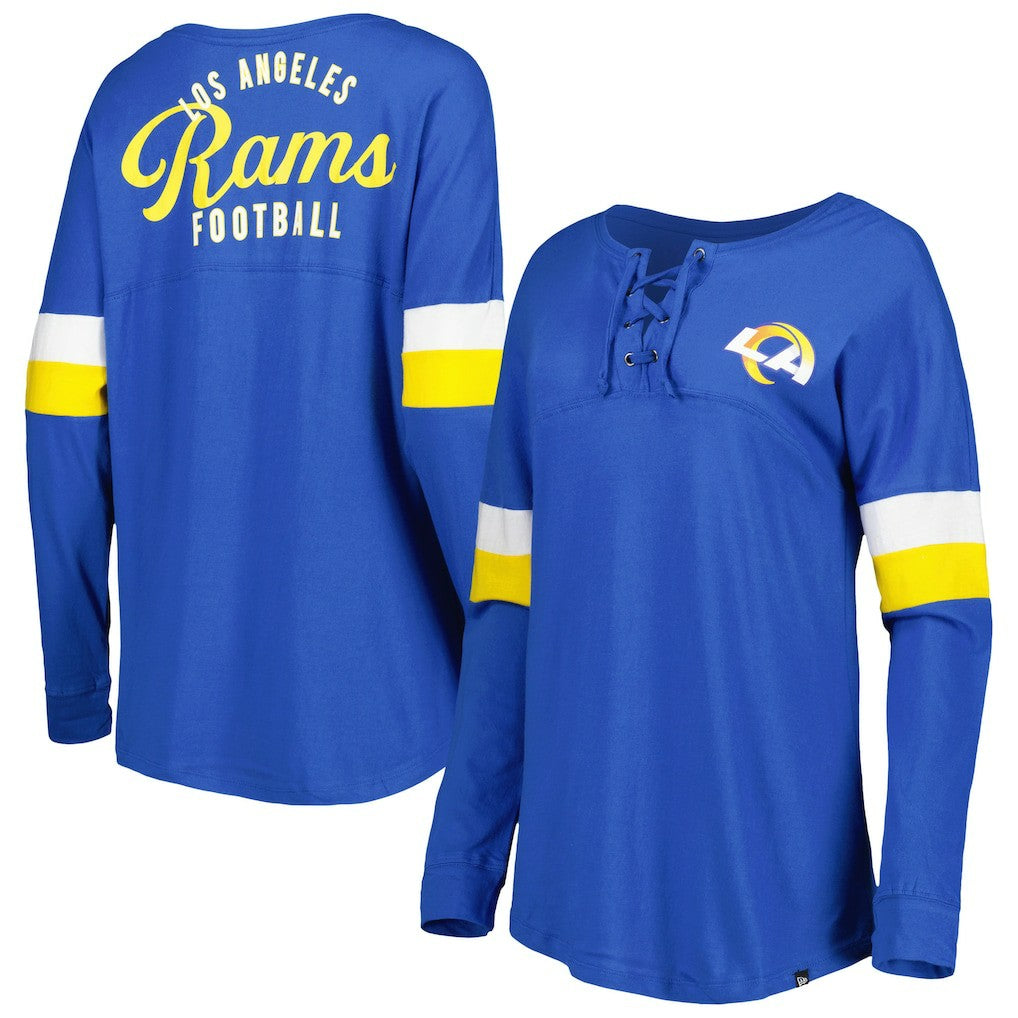 Los Angeles Rams Women's Athletic Varsity Lace-Up Lightweight Long Sleeve T-Shirt | NFL Outlet