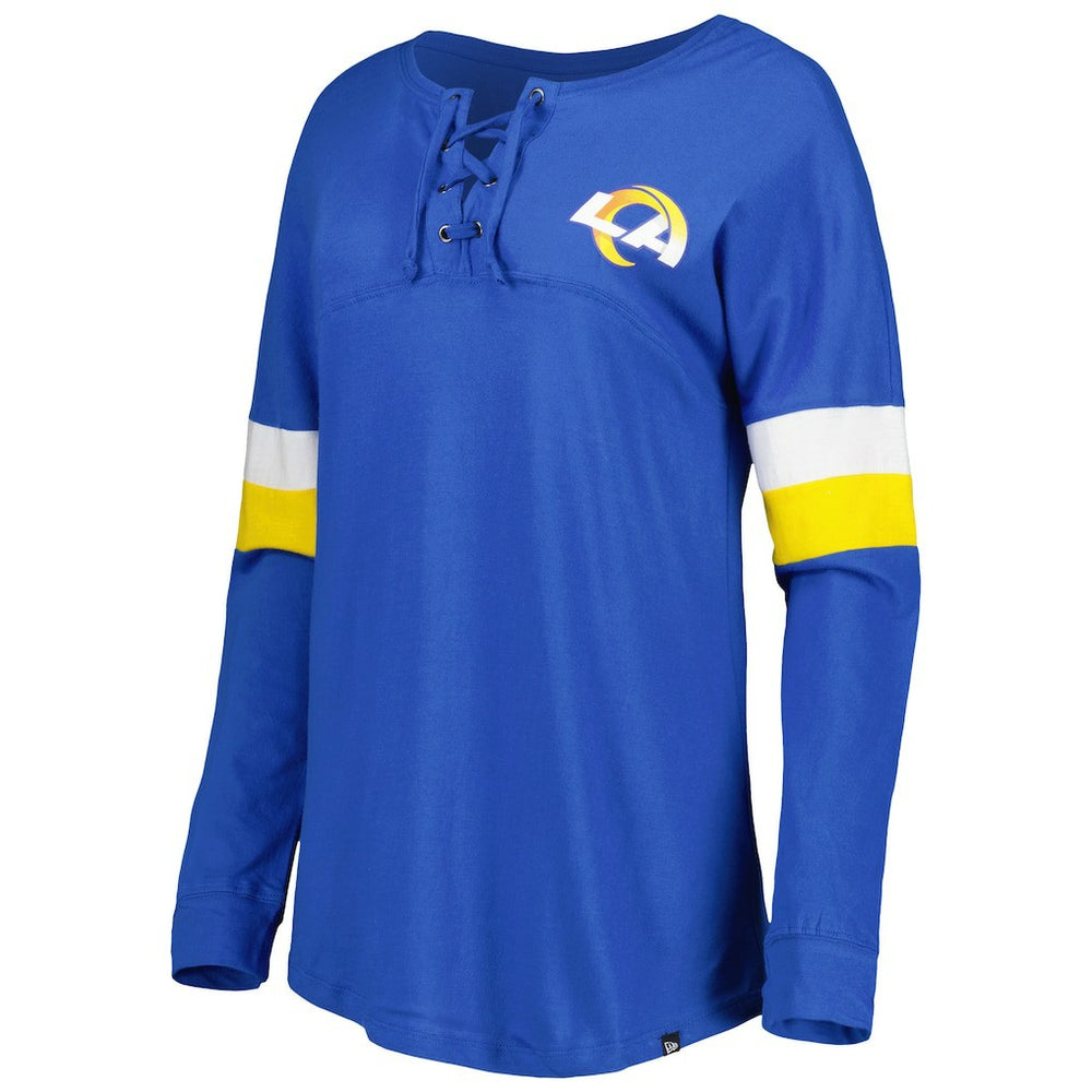 Los Angeles Rams Women's Athletic Varsity Lace-Up Lightweight Long Sleeve T-Shirt | NFL Outlet
