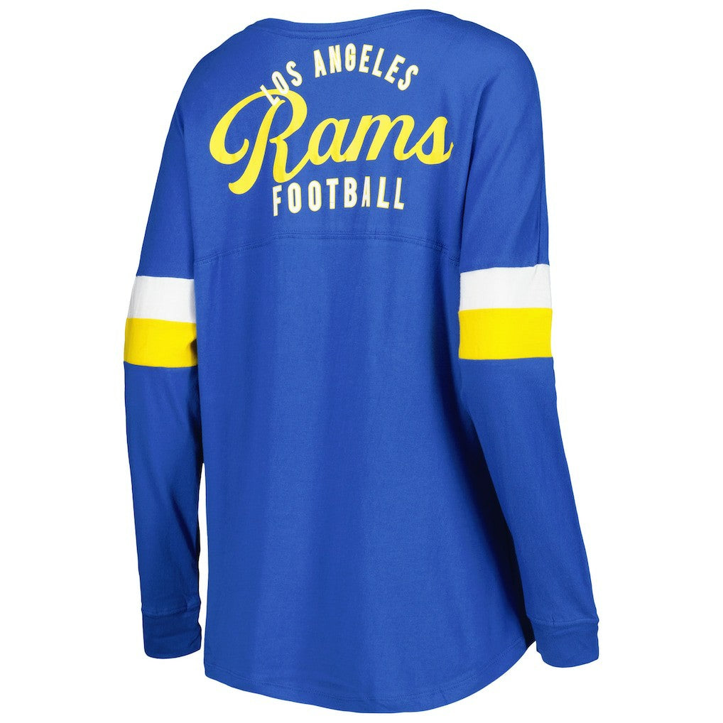 Los Angeles Rams Women's Athletic Varsity Lace-Up Lightweight Long Sleeve T-Shirt | NFL Outlet