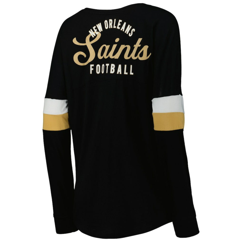New Orleans Saints Women's Athletic Varsity Lace-Up Lightweight Long Sleeve T-Shirt | NFL New