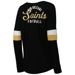 New Orleans Saints Women's Athletic Varsity Lace-Up Lightweight Long Sleeve T-Shirt | NFL New