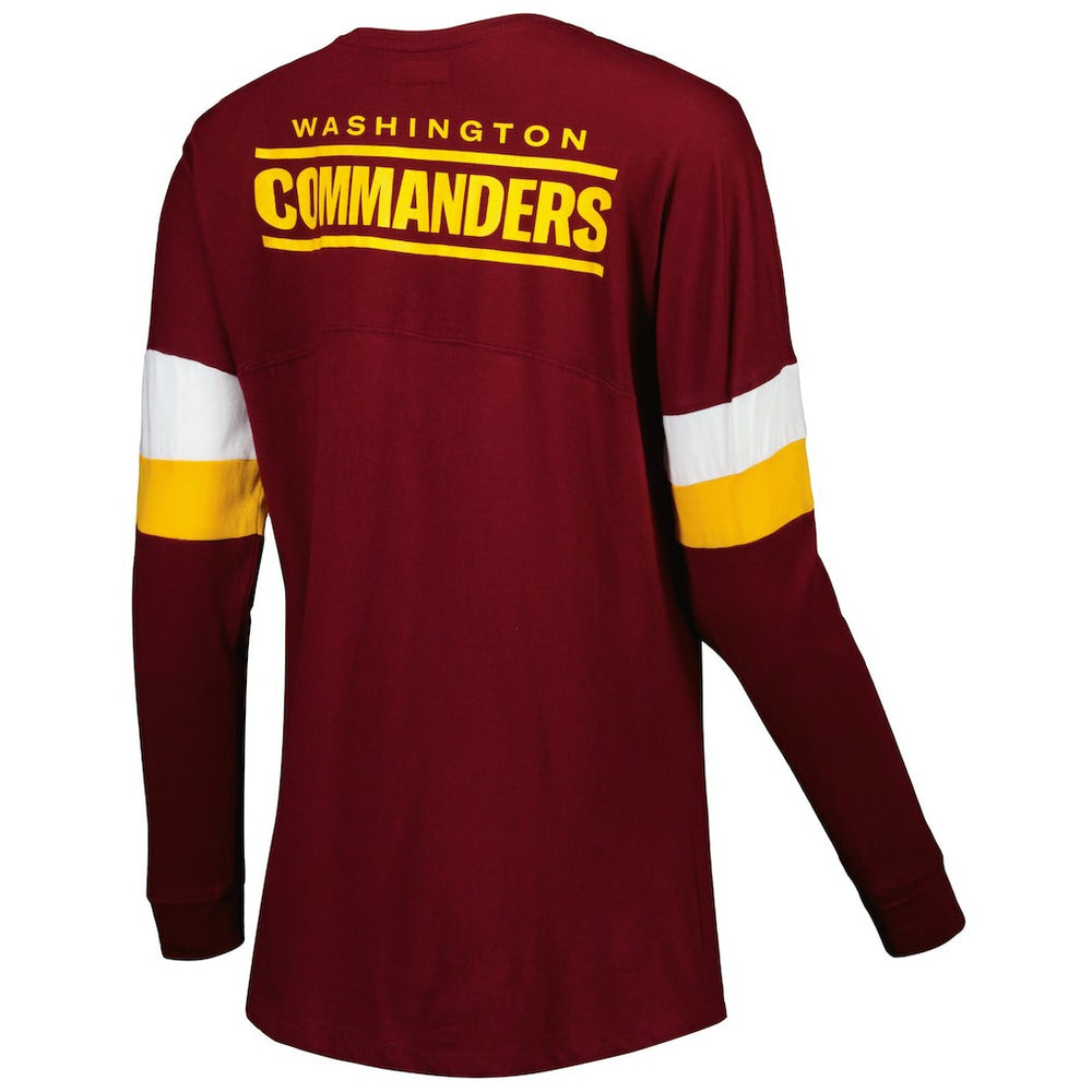 Washington Commanders Women's Athletic Varsity Lace-Up Lightweight Long Sleeve T-Shirt | NFL New