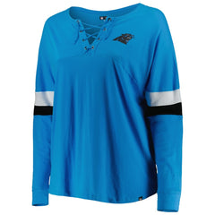 Carolina Panthers Women's Plus Size Athletic Varsity Lace-Up V-Neck Long Sleeve T-Shirt | NFL Near me
