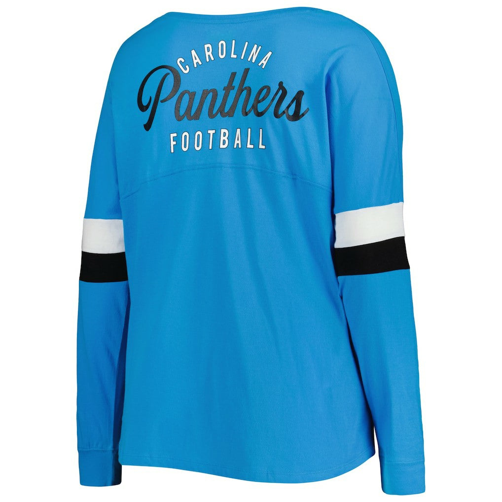 Carolina Panthers Women's Plus Size Athletic Varsity Lace-Up V-Neck Long Sleeve T-Shirt | NFL Near me