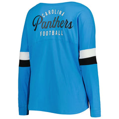 Carolina Panthers Women's Plus Size Athletic Varsity Lace-Up V-Neck Long Sleeve T-Shirt | NFL Near me