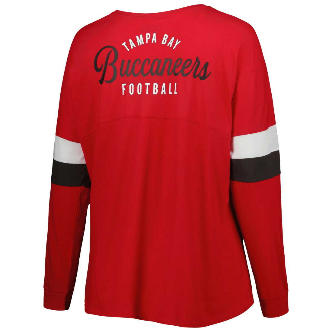 Tampa Bay Buccaneers Women's Plus Size Athletic Varsity Lace-Up V-Neck Long Sleeve T-Shirt | NFL Near me