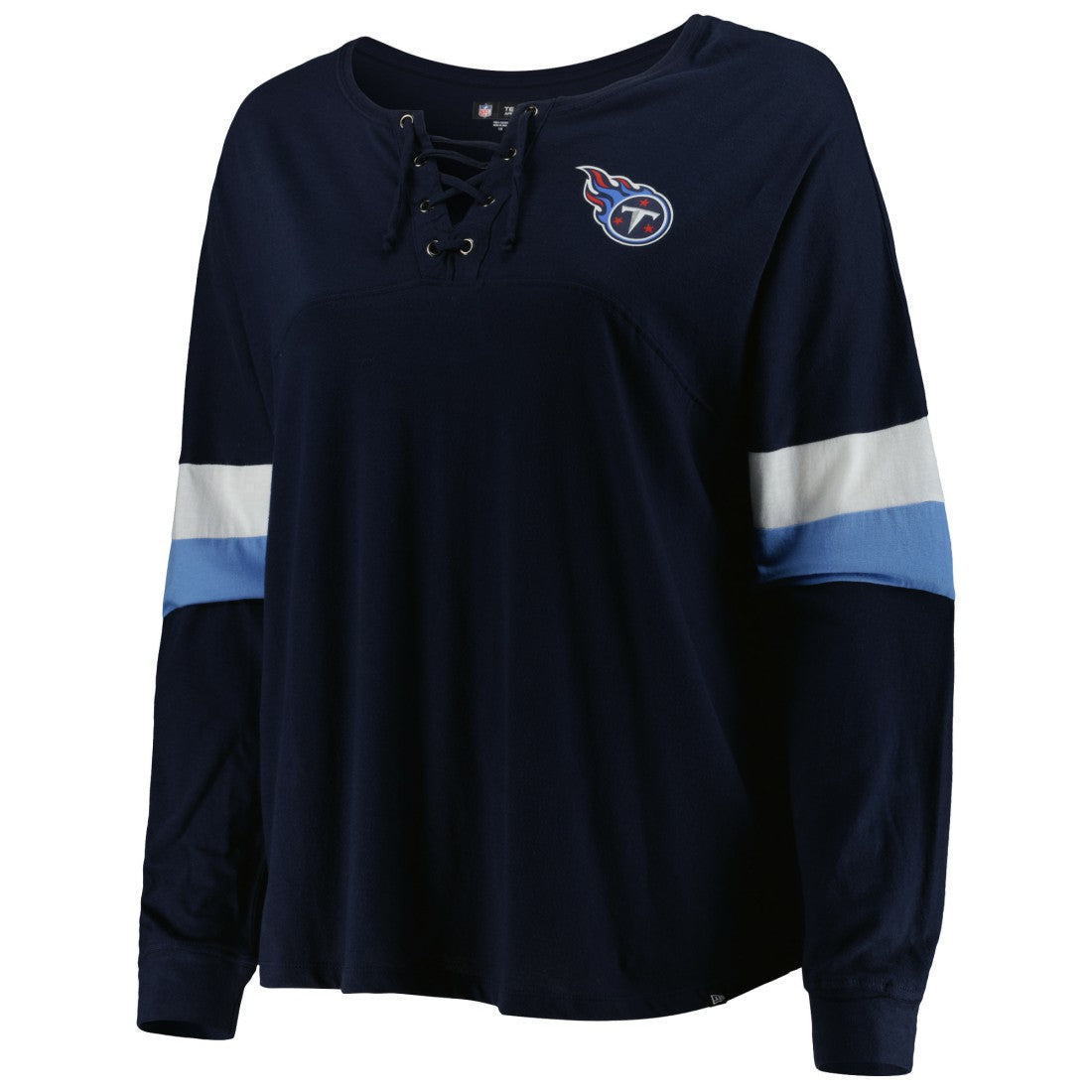 Tennessee Titans Women's Plus Size Athletic Varsity Lace-Up V-Neck Long Sleeve T-Shirt | NFL US