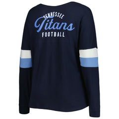 Tennessee Titans Women's Plus Size Athletic Varsity Lace-Up V-Neck Long Sleeve T-Shirt | NFL US