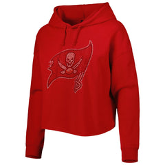 Tampa Bay Buccaneers Cuce Women's Crystal Logo Cropped Pullover Hoodie | NFL Hot