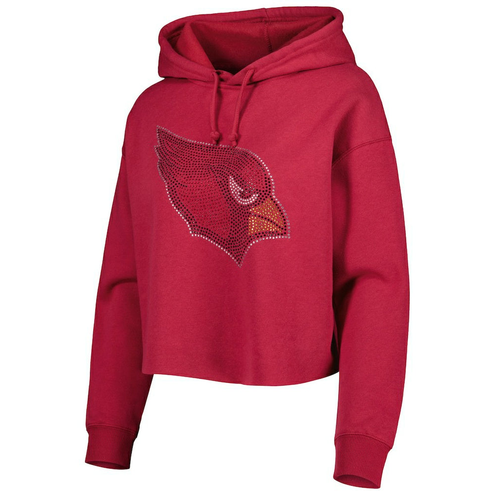 Arizona Cardinals Cuce Women's Crystal Logo Cropped Pullover Hoodie | NFL New