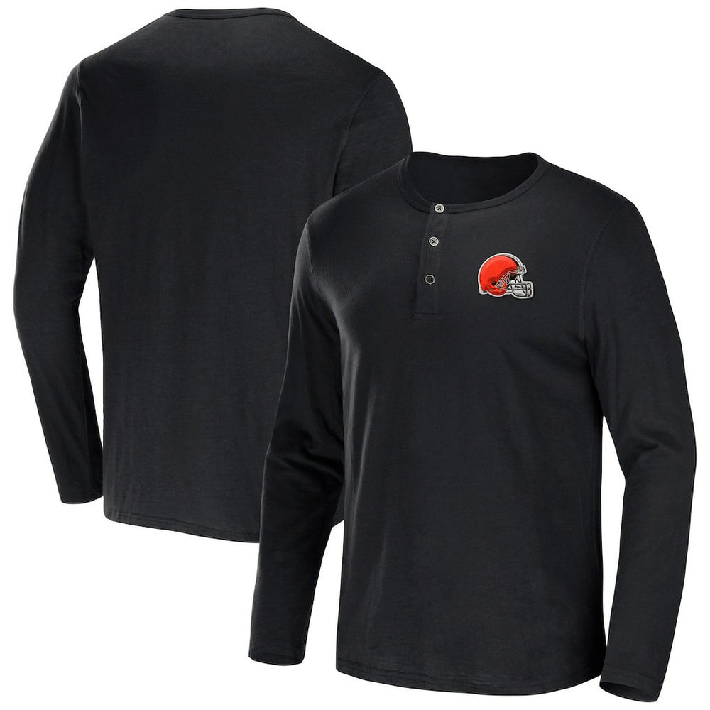 Cleveland Browns NFL x Darius Rucker Collection Slub Jersey Henley Long Sleeve T-Shirt | NFL Outlet