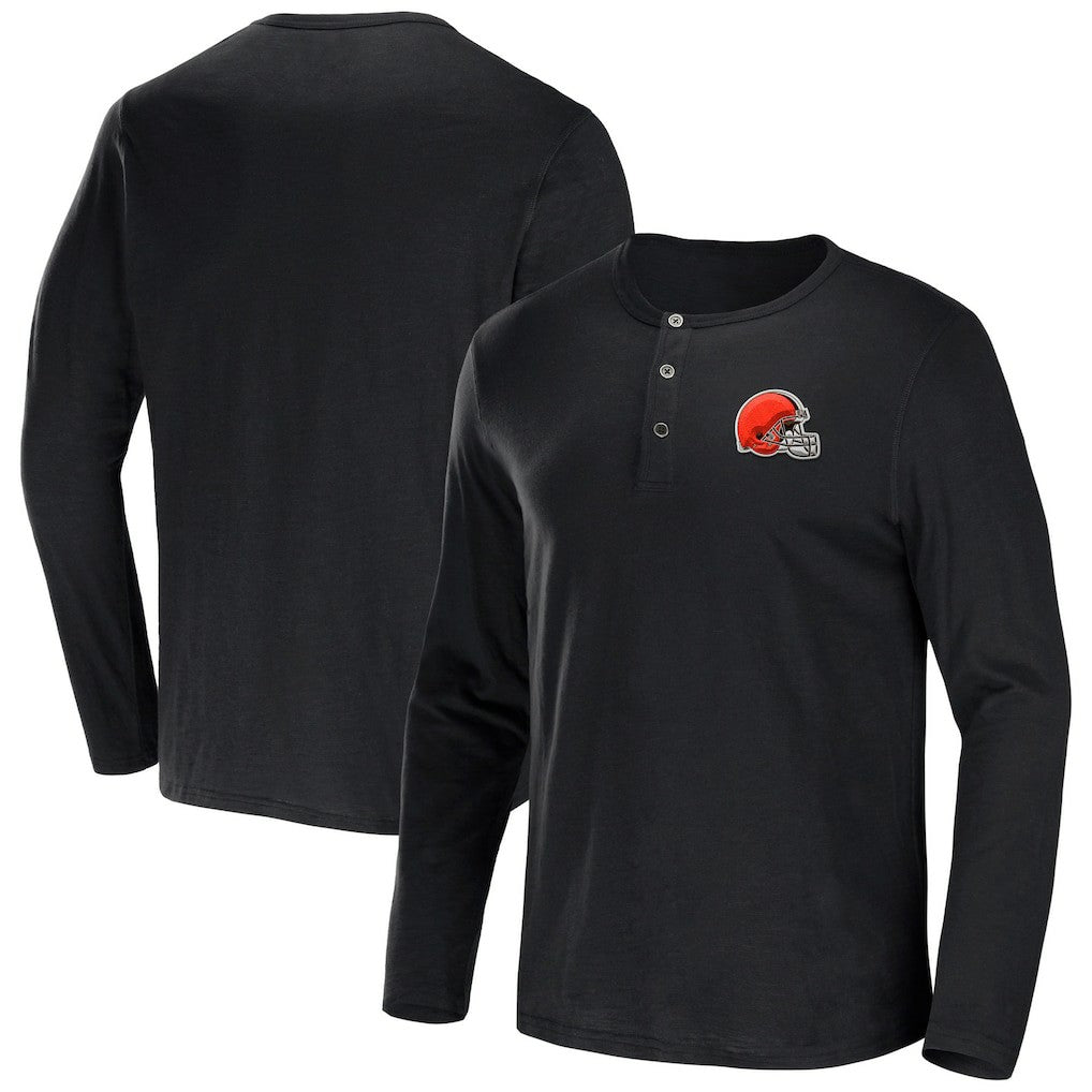 Cleveland Browns NFL x Darius Rucker Collection Slub Jersey Henley Long Sleeve T-Shirt | NFL Outlet
