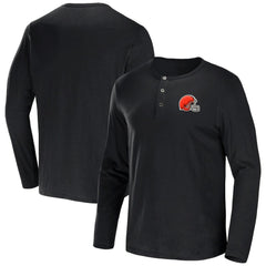 Cleveland Browns NFL x Darius Rucker Collection Slub Jersey Henley Long Sleeve T-Shirt | NFL Outlet